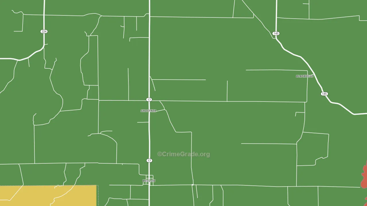 Shoffner, AR Map of Drug-Related Crime Rates