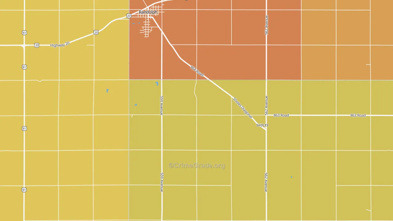 Sholes, NE Map of Drug-Related Crime Rates