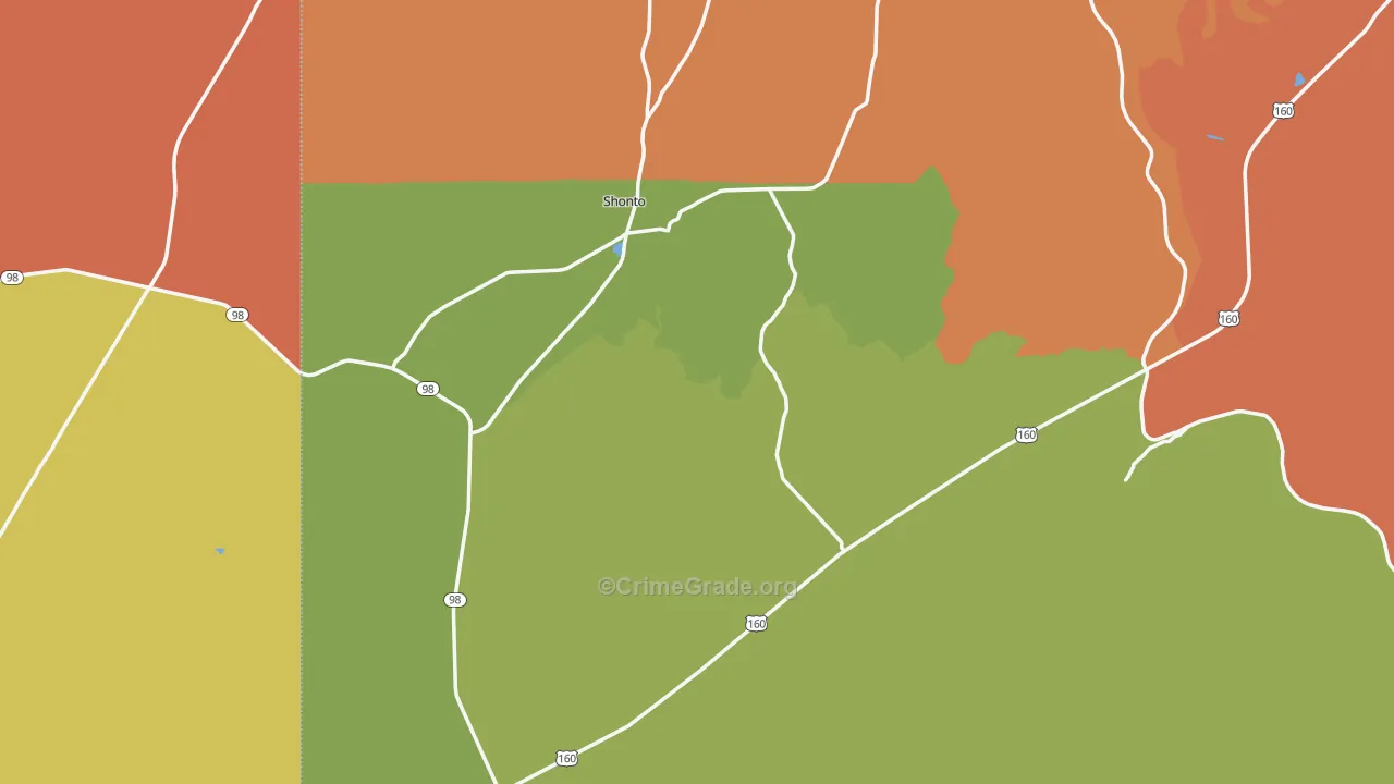 Shonto, AZ Map of Drug-Related Crime Rates