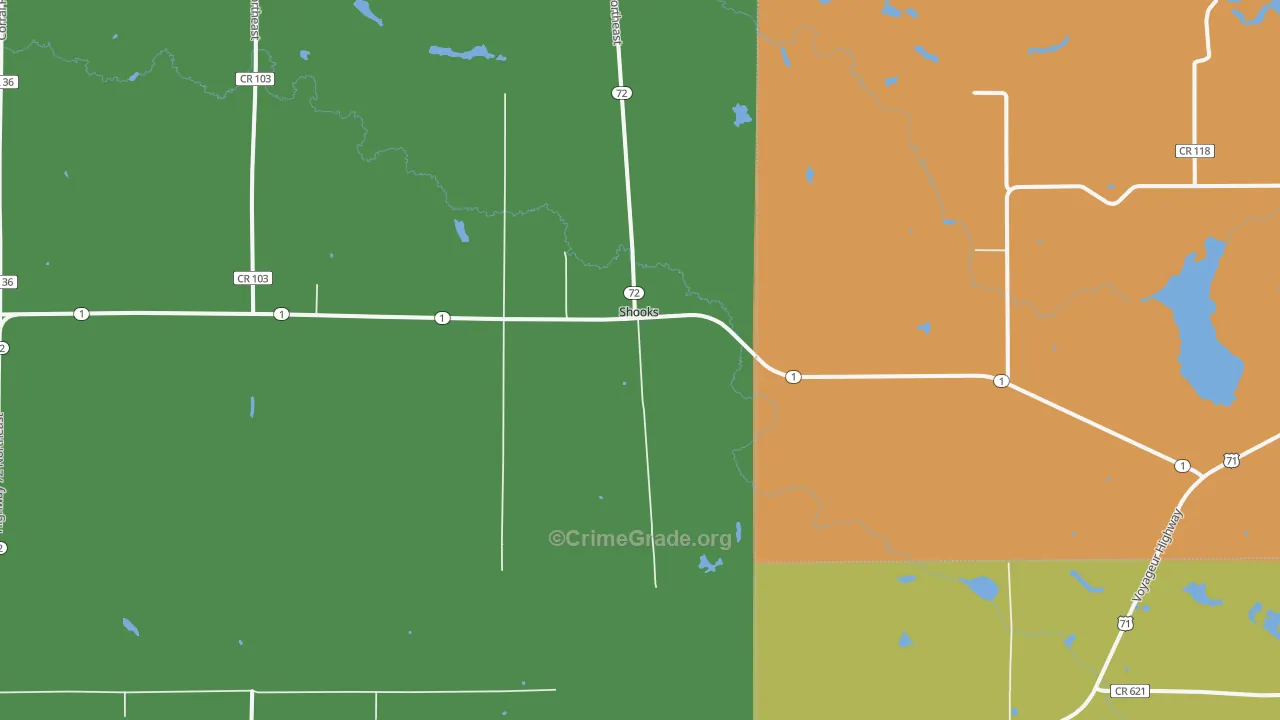 Shooks, MN Map of Drug-Related Crime Rates
