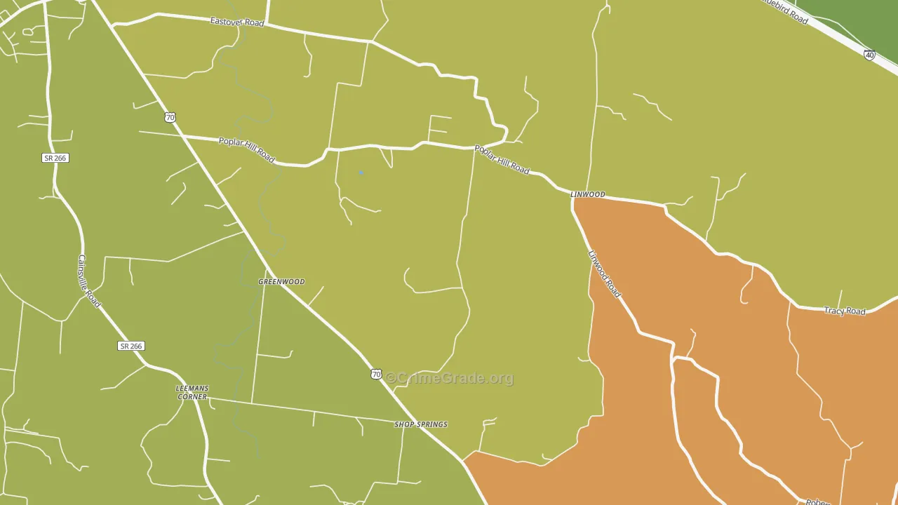 Shop Springs, TN Map of Drug-Related Crime Rates