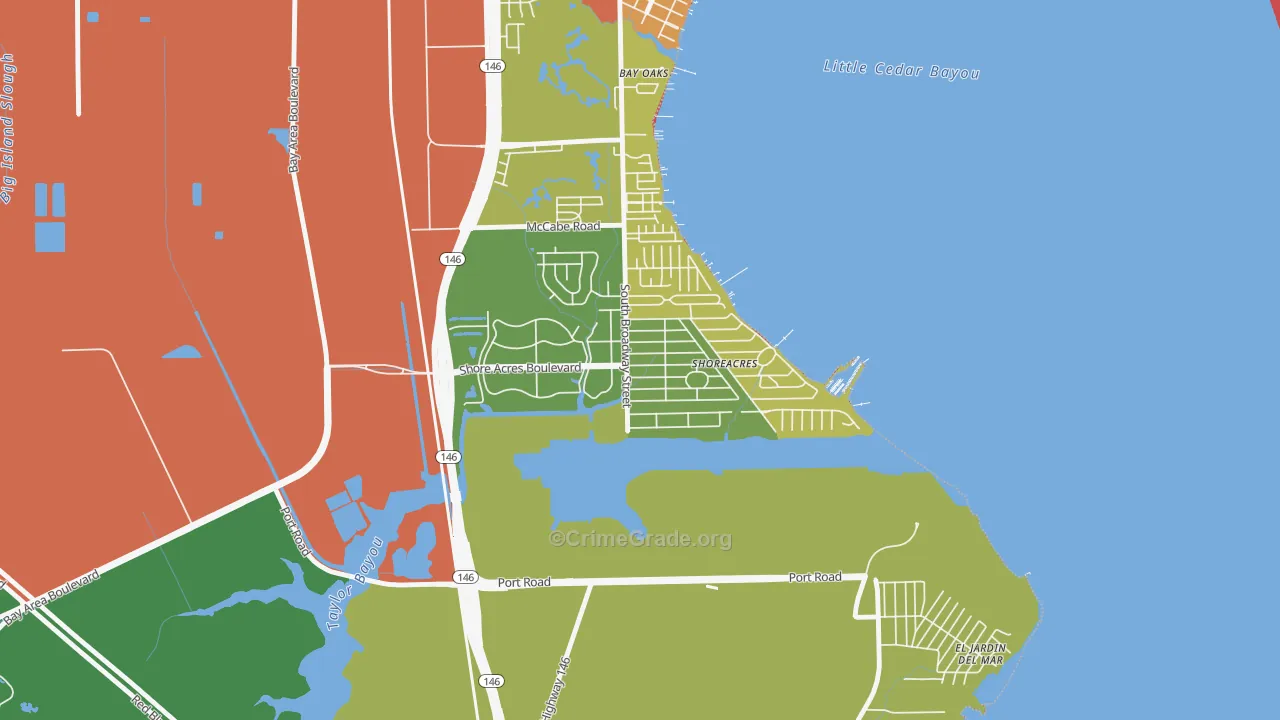Shoreacres, TX Map of Drug-Related Crime Rates