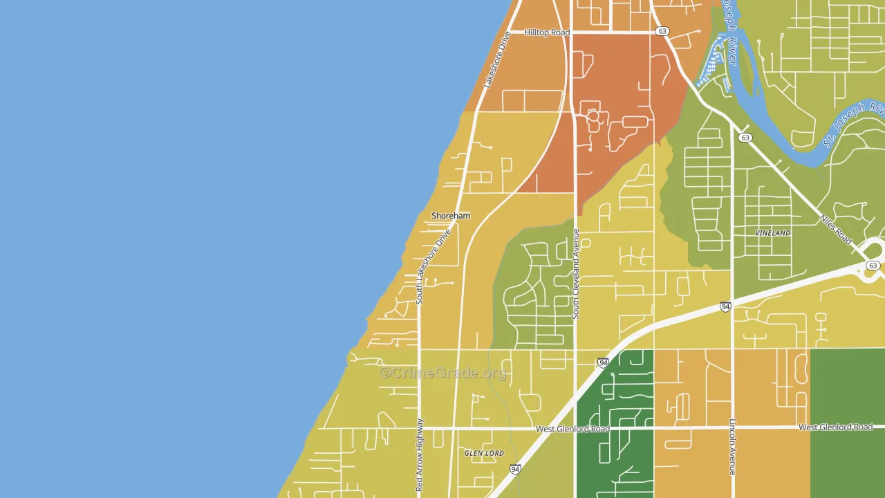 Shoreham, MI Map of Drug-Related Crime Rates