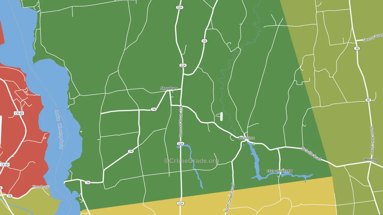 Shoreham, VT Map of Drug-Related Crime Rates