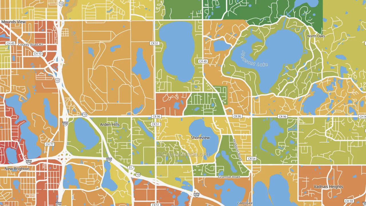 Shoreview, MN Map of Drug-Related Crime Rates
