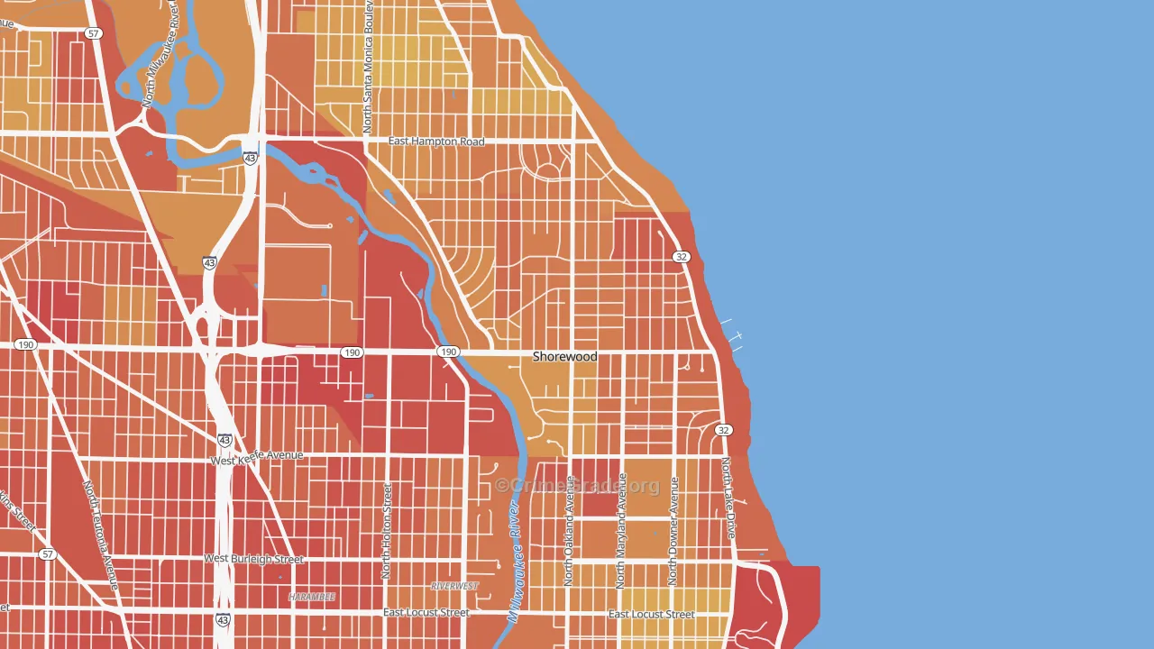 Shorewood, WI Map of Drug-Related Crime Rates