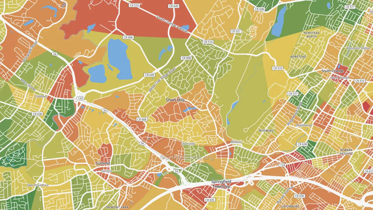 Short Hills, NJ Map of Drug-Related Crime Rates