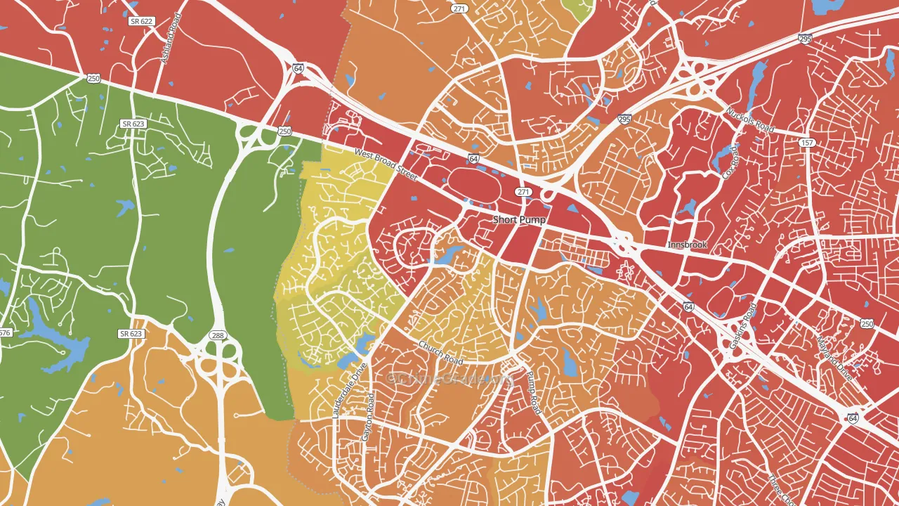 Short Pump, VA Map of Drug-Related Crime Rates