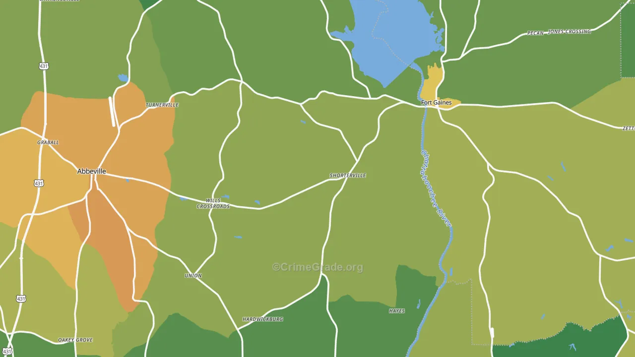 Shorterville, AL Map of Drug-Related Crime Rates