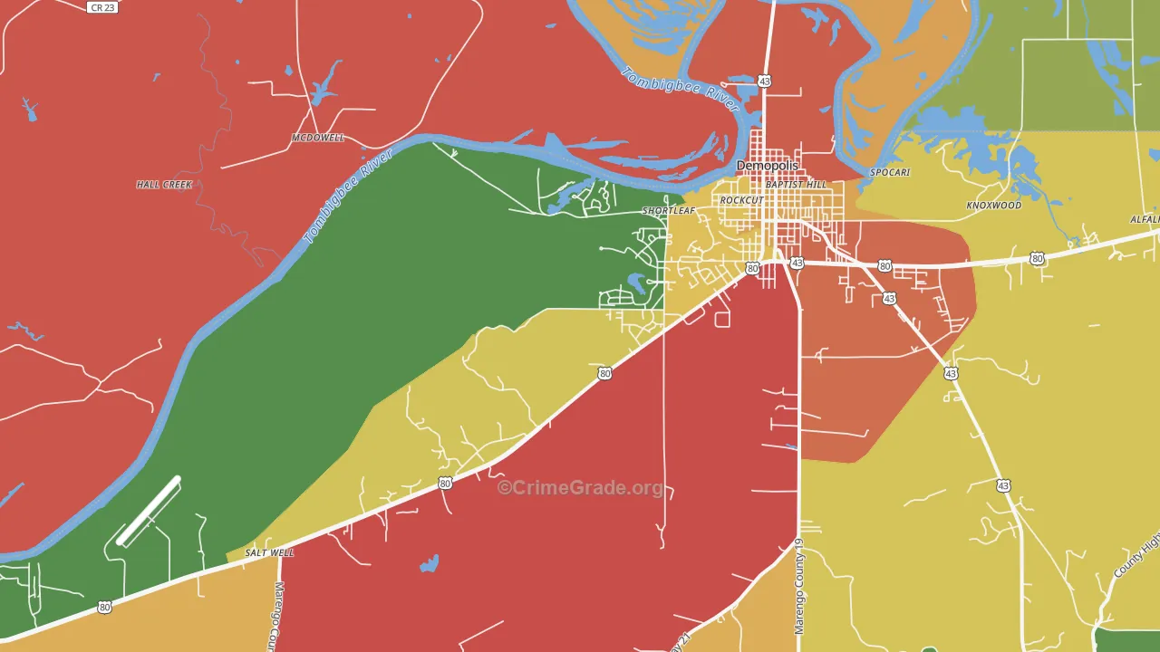 Shortleaf, AL Map of Drug-Related Crime Rates