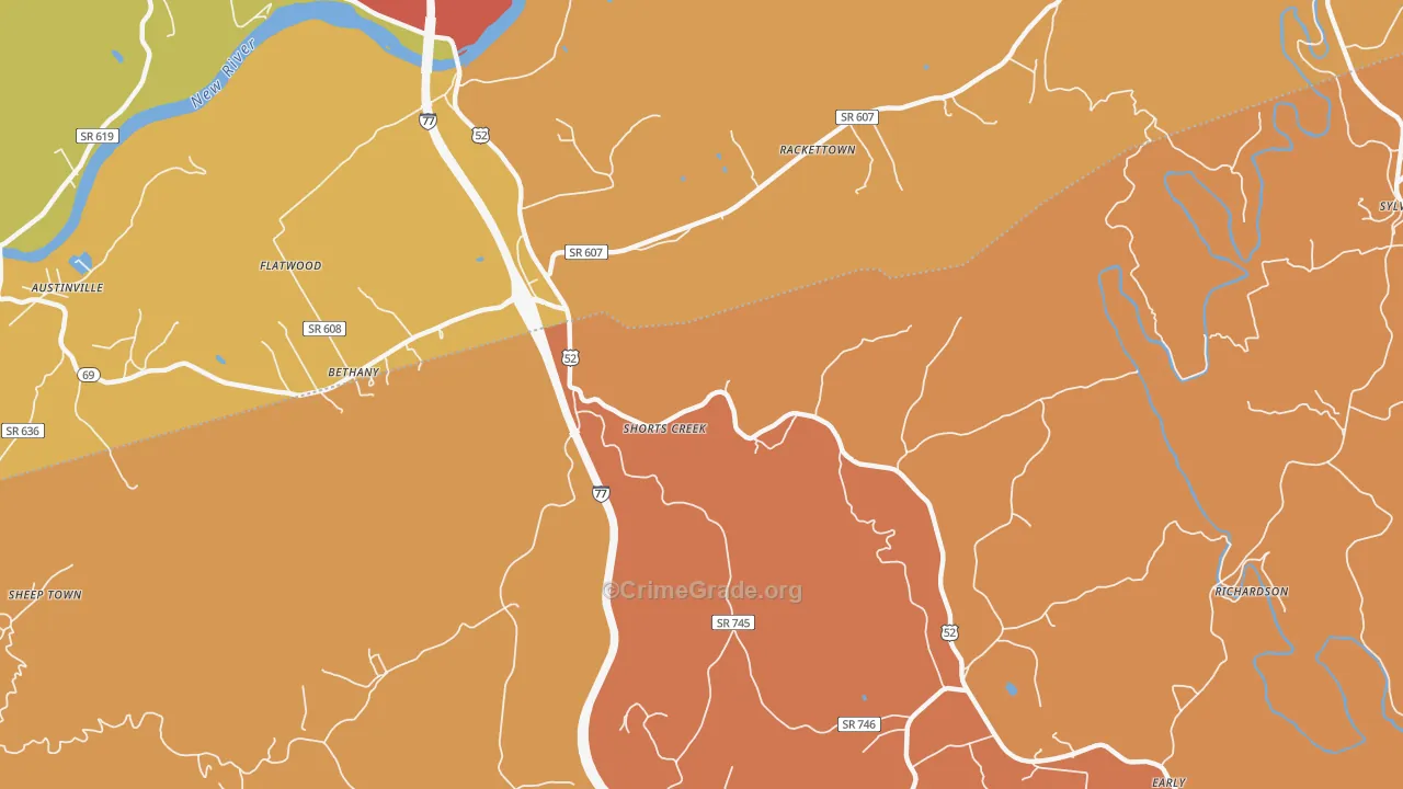 Shorts Creek, VA Map of Drug-Related Crime Rates
