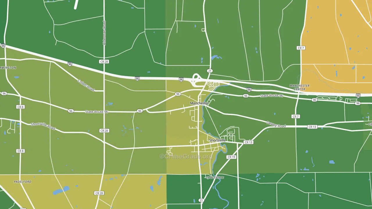 Shortsville, NY Map of Drug-Related Crime Rates