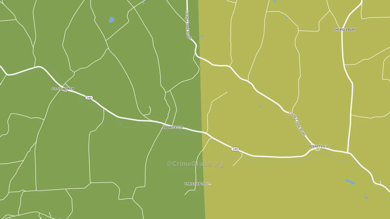 Shortsville, PA Map of Drug-Related Crime Rates