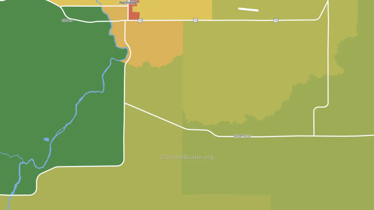 Shortville, WI Map of Drug-Related Crime Rates
