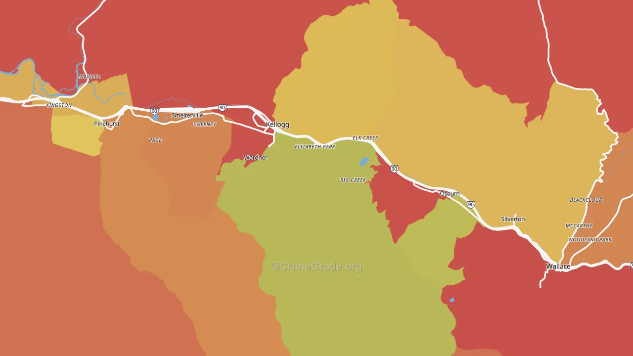 Shoshone County, ID Map of Drug-Related Crime Rates