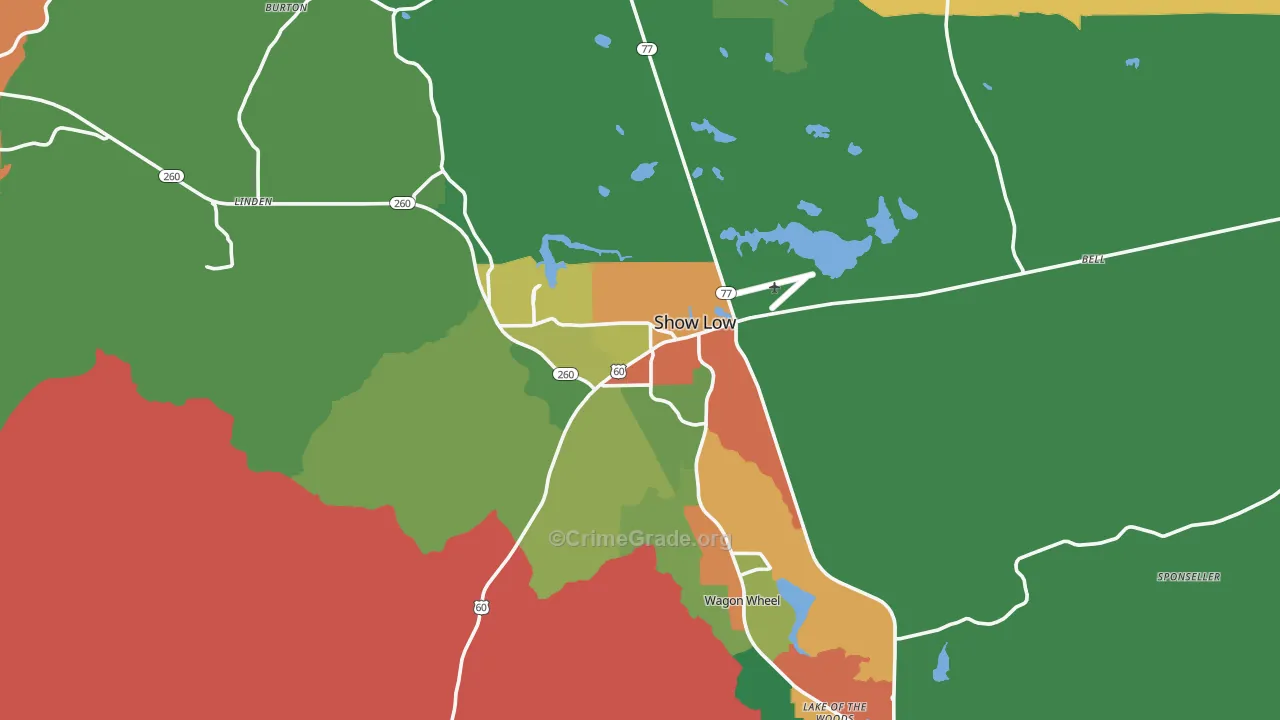Show Low, AZ Map of Drug-Related Crime Rates
