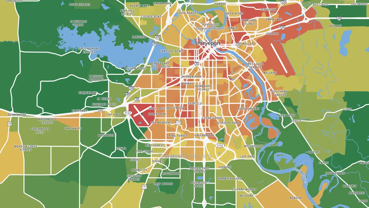 Shreveport, LA Map of Drug-Related Crime Rates