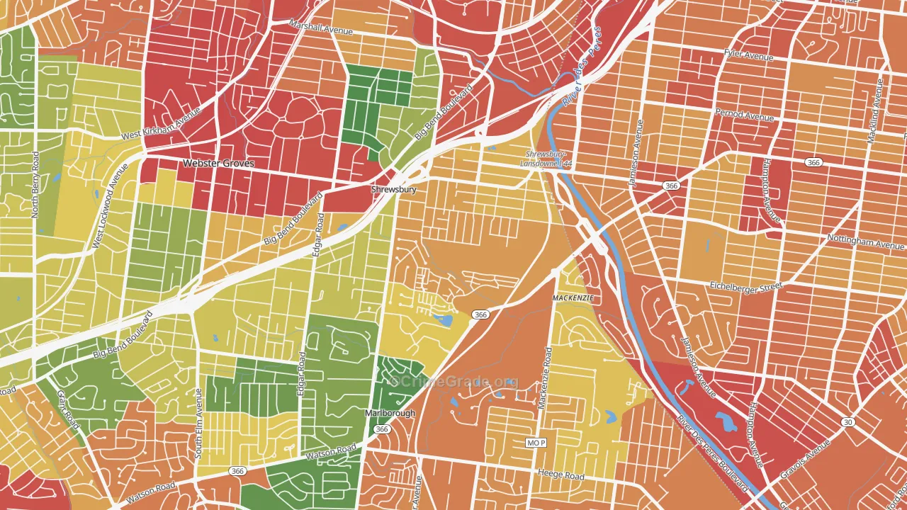 Shrewsbury, MO Map of Drug-Related Crime Rates