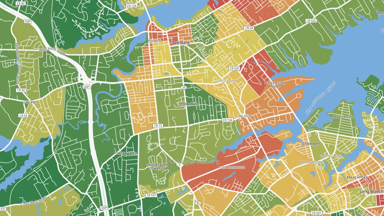 Shrewsbury, NJ Map of Drug-Related Crime Rates