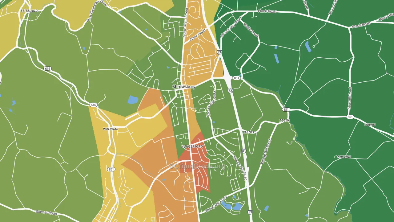 Shrewsbury, PA Map of Drug-Related Crime Rates
