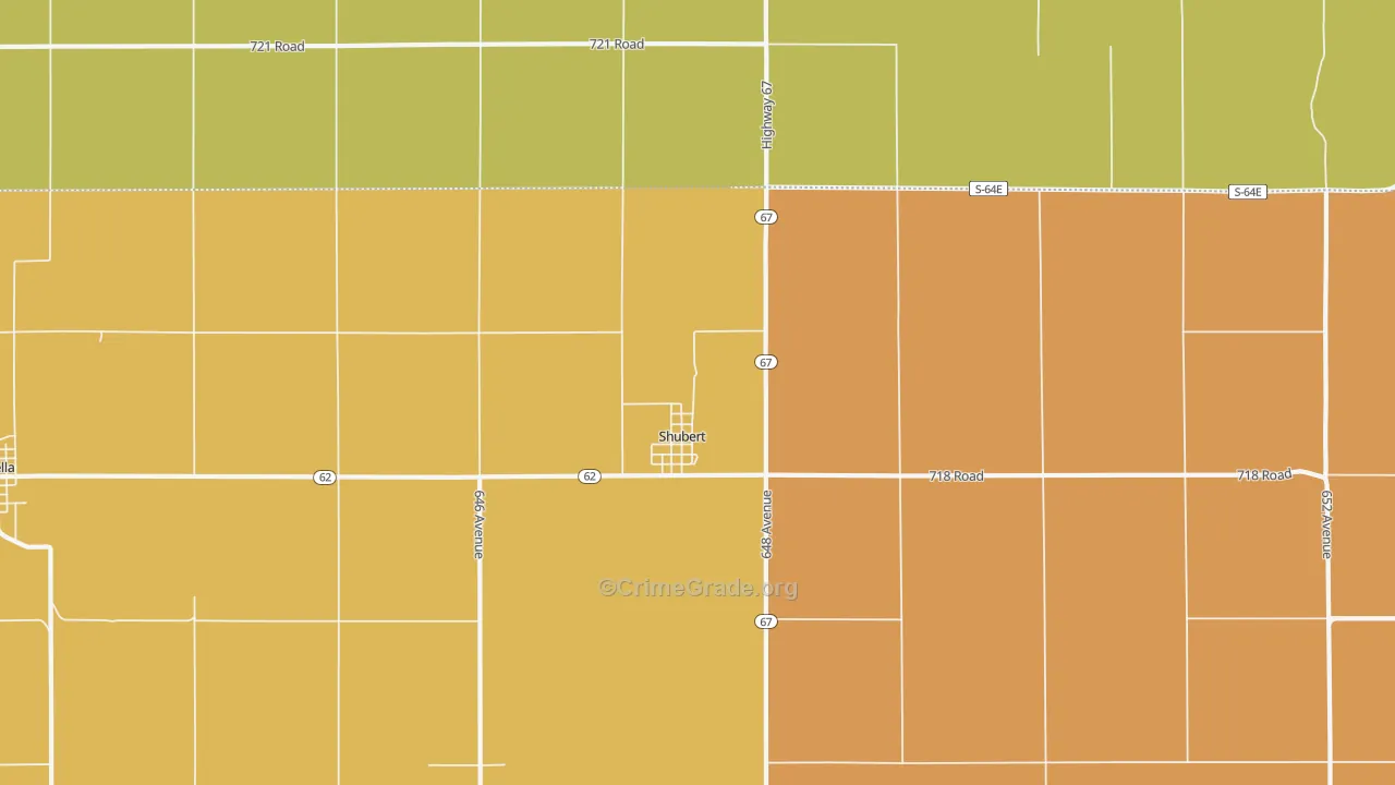 Shubert, NE Map of Drug-Related Crime Rates