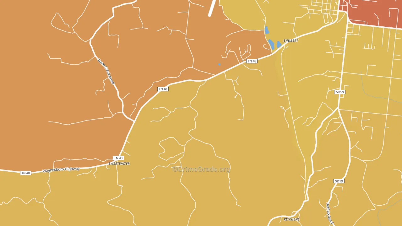 Shubert, TN Map of Drug-Related Crime Rates