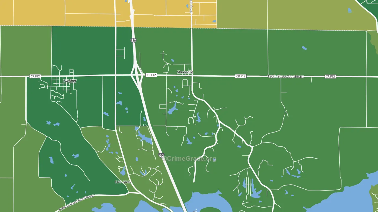 Shueyville, IA Map of Drug-Related Crime Rates