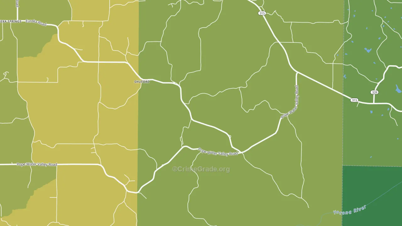 Shuford, MS Map of Drug-Related Crime Rates