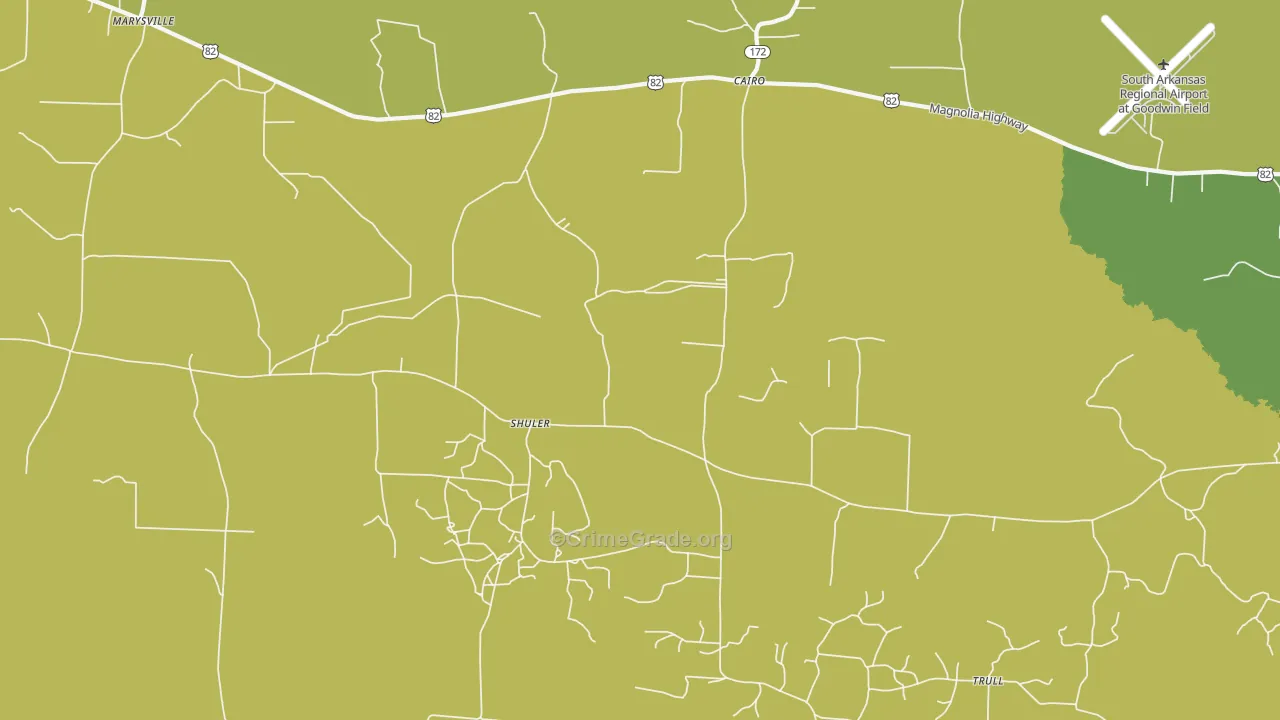 Shuler, AR Map of Drug-Related Crime Rates