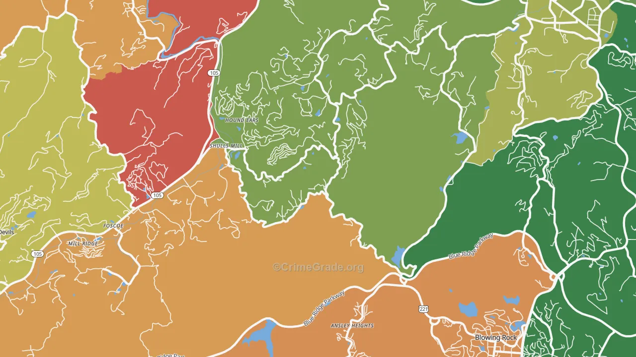 Shulls Mill, NC Map of Drug-Related Crime Rates