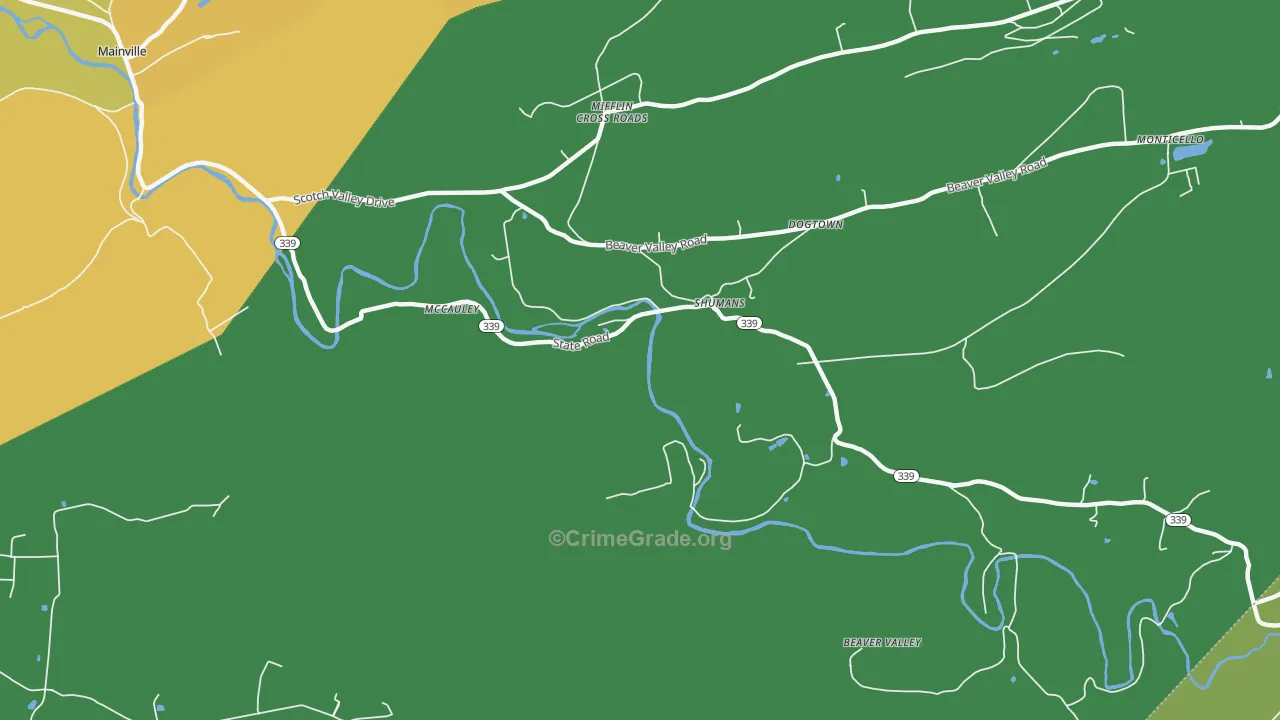 Shumans, PA Map of Drug-Related Crime Rates