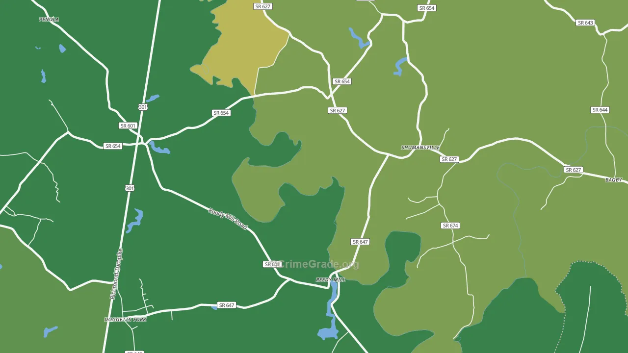 Shumansville, VA Map of Drug-Related Crime Rates