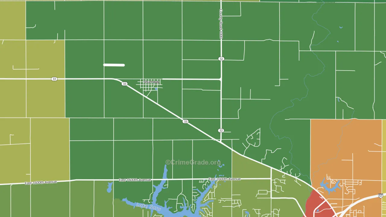 Shumway, IL Map of Drug-Related Crime Rates