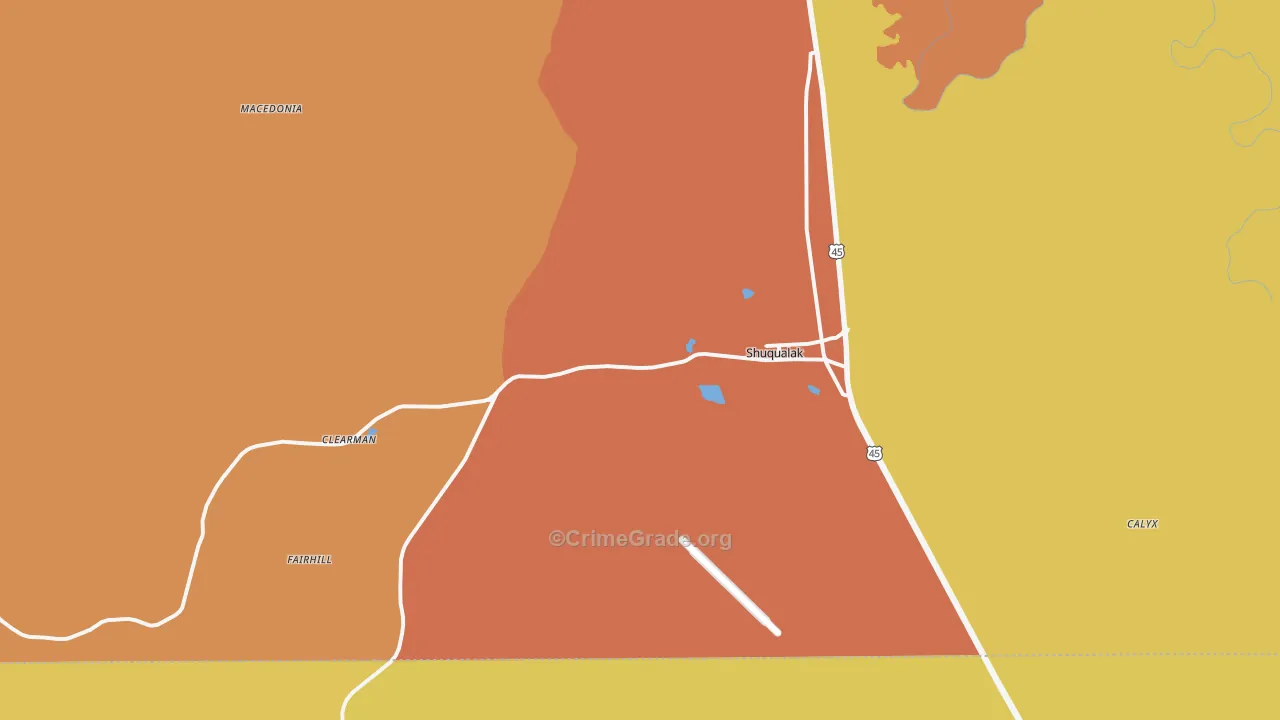 Shuqualak, MS Map of Drug-Related Crime Rates