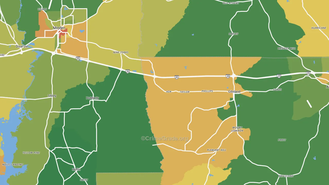 Sibley, LA Map of Drug-Related Crime Rates