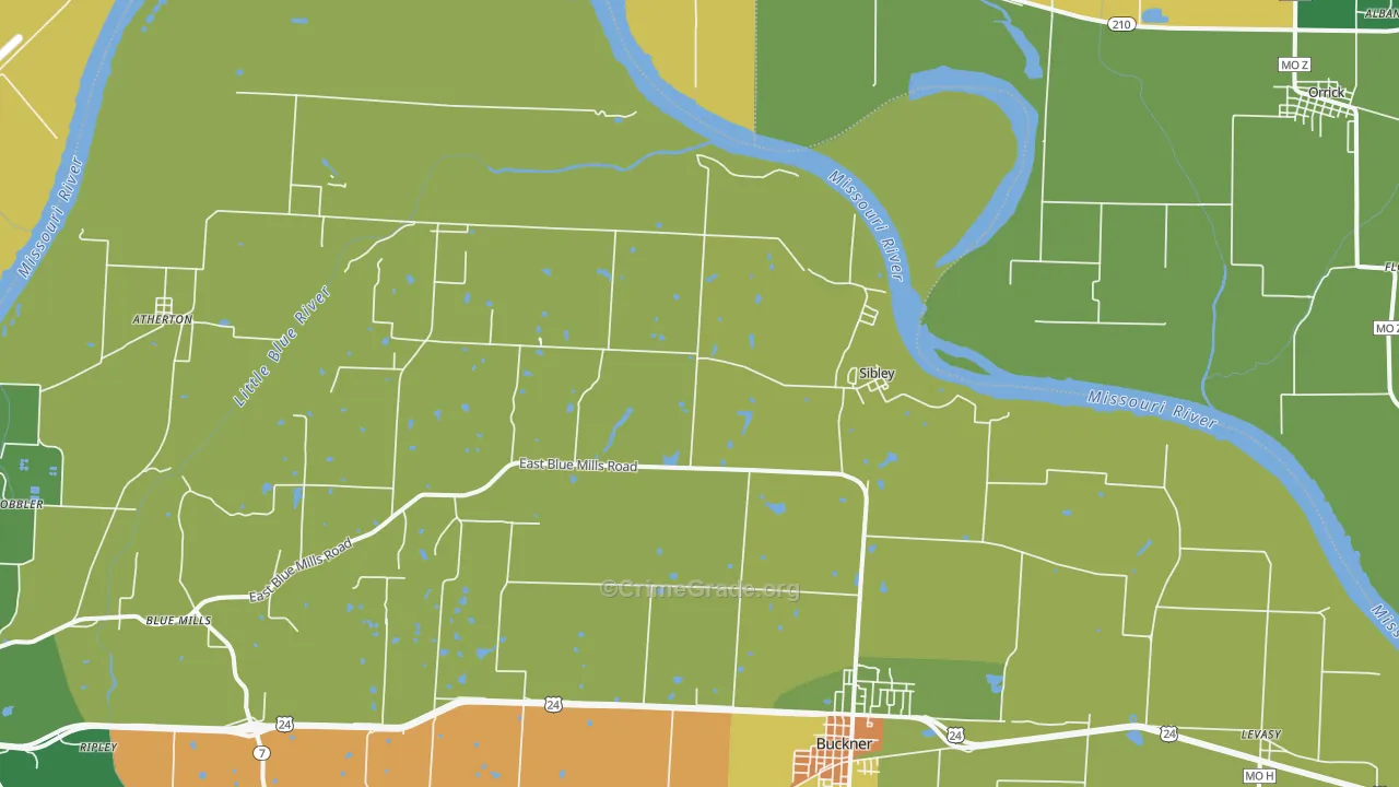 Sibley, MO Map of Drug-Related Crime Rates