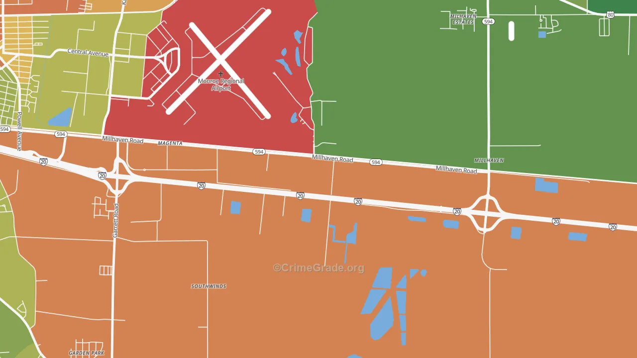 Sicard, LA Map of Drug-Related Crime Rates
