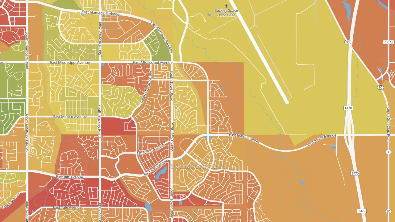 Side Creek, Aurora, CO Map of Drug-Related Crime Rates