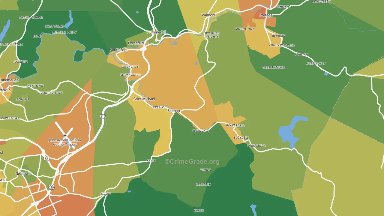 Sidman, PA Map of Drug-Related Crime Rates