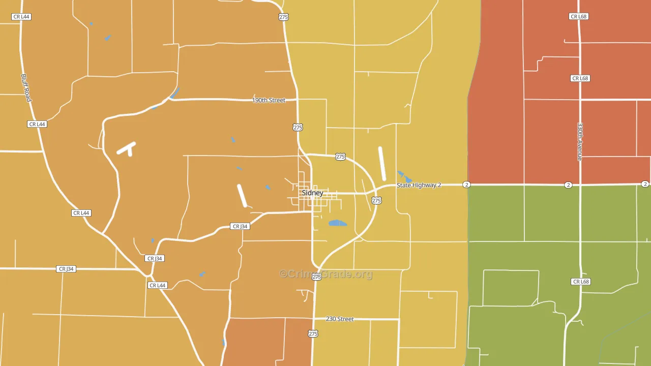 Sidney, IA Map of Drug-Related Crime Rates