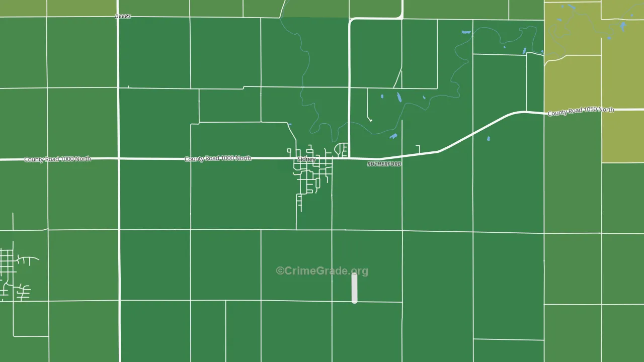 Sidney, IL Map of Drug-Related Crime Rates