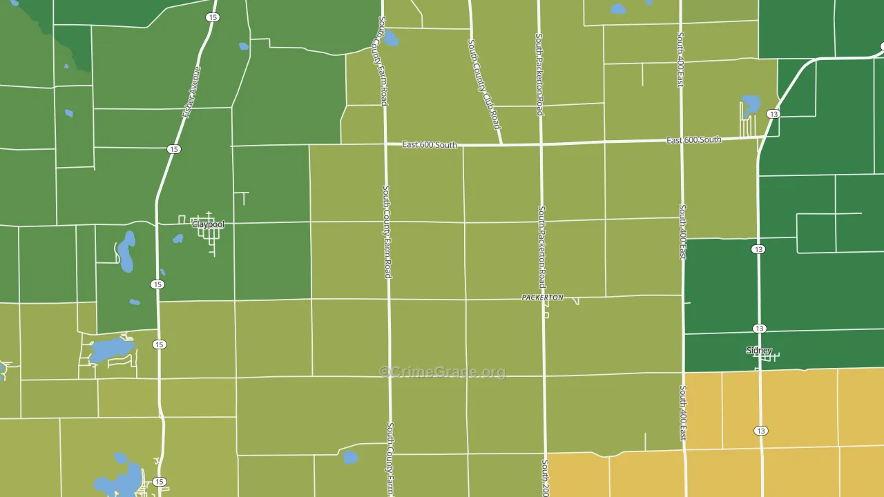 Sidney, IN Map of Drug-Related Crime Rates