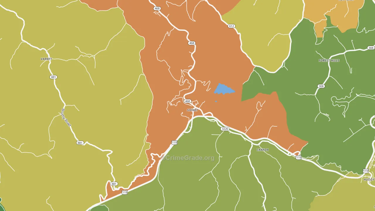 Sidney, KY Map of Drug-Related Crime Rates