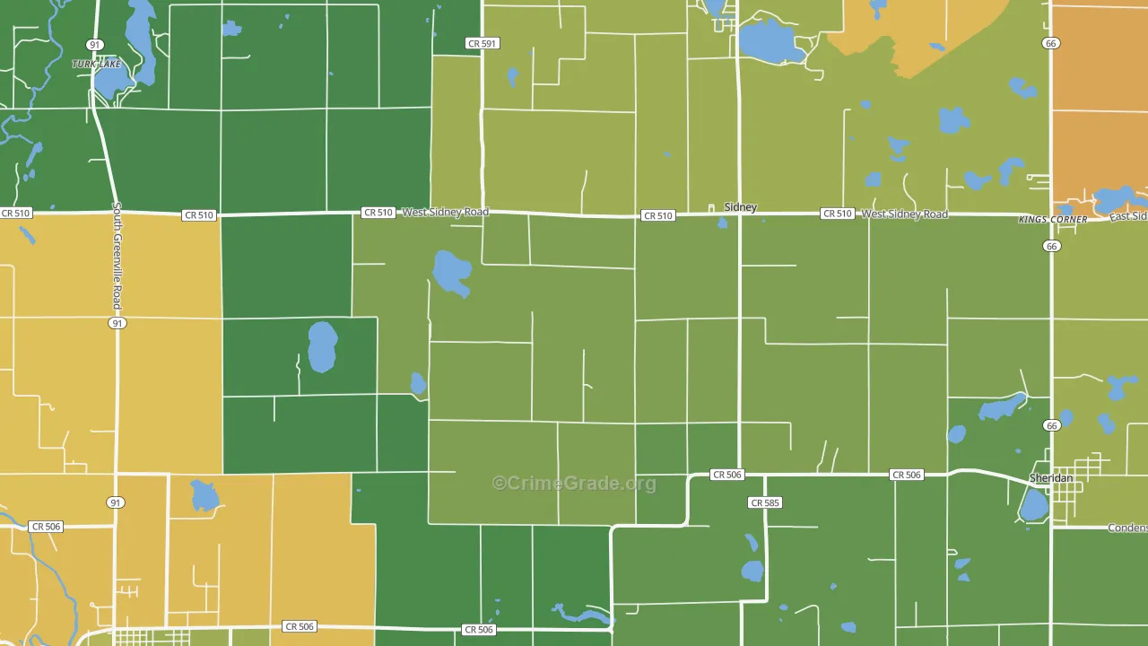 Sidney, MI Map of Drug-Related Crime Rates