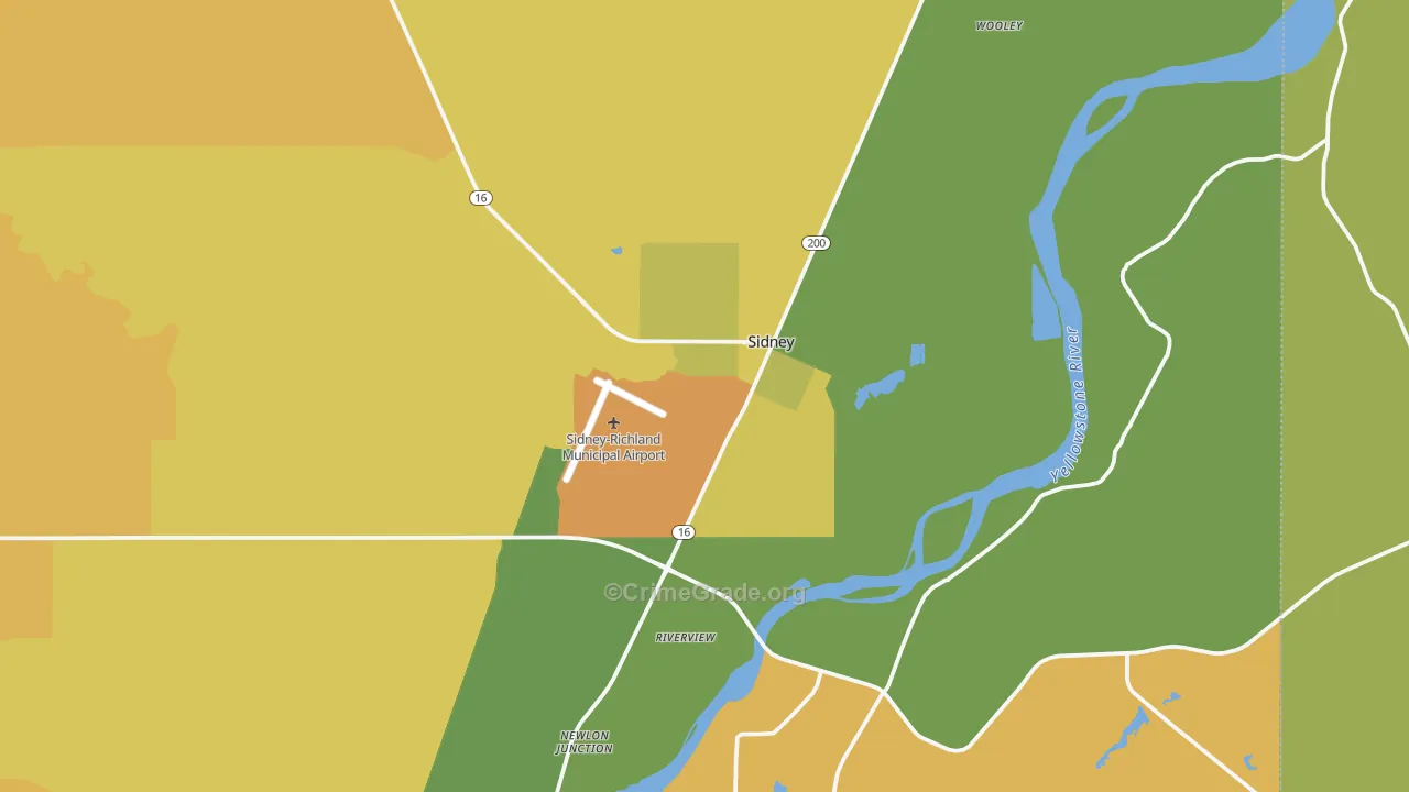 Sidney, MT Map of Drug-Related Crime Rates