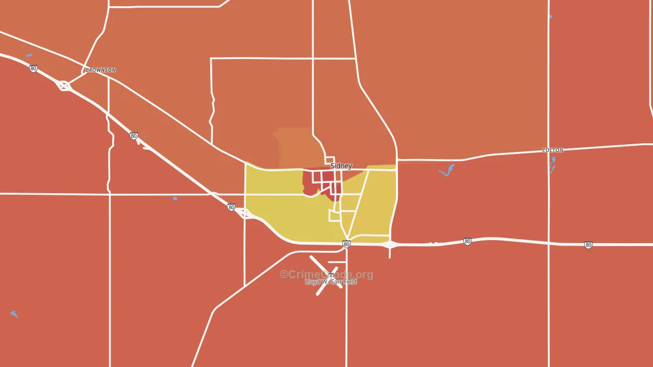 Sidney, NE Map of Drug-Related Crime Rates