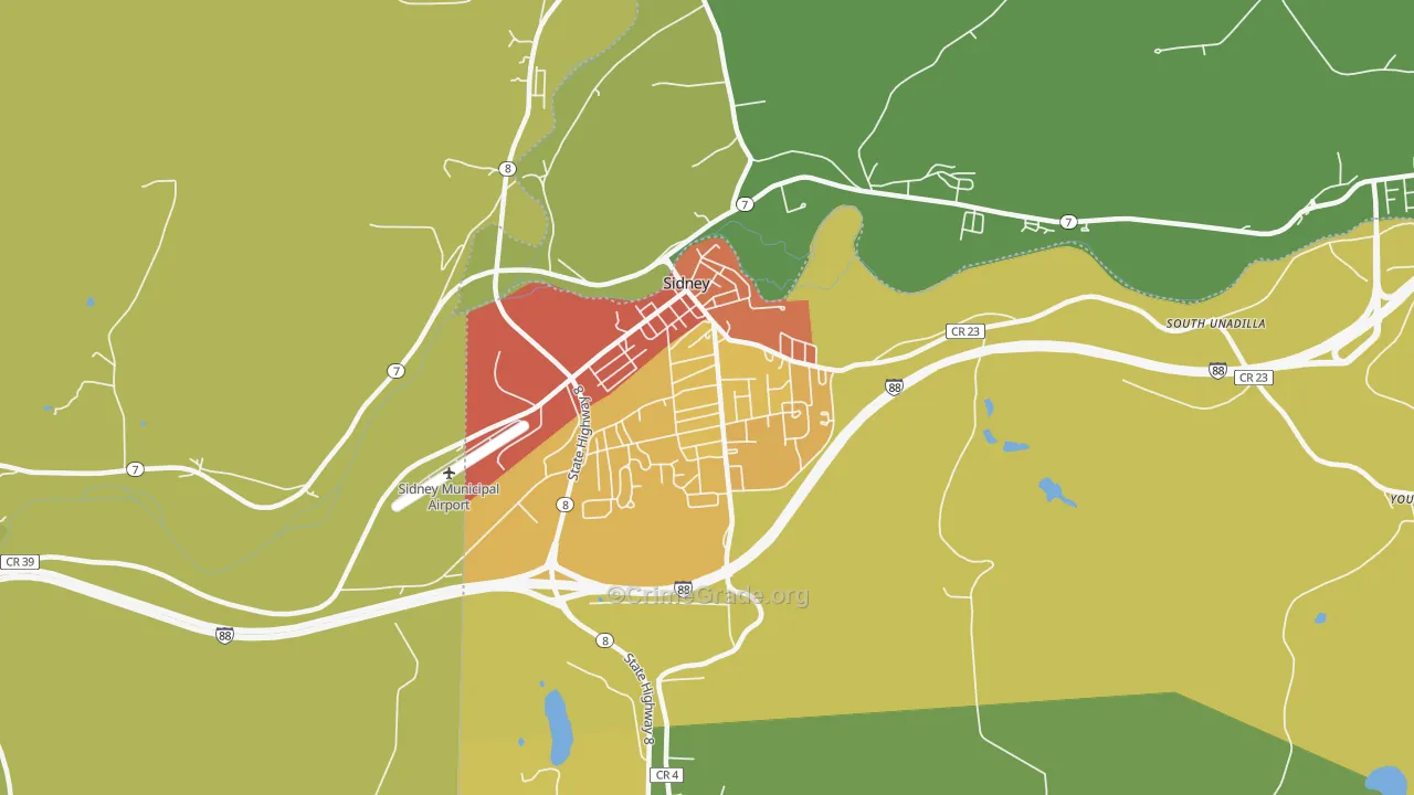 Sidney, NY Map of Drug-Related Crime Rates