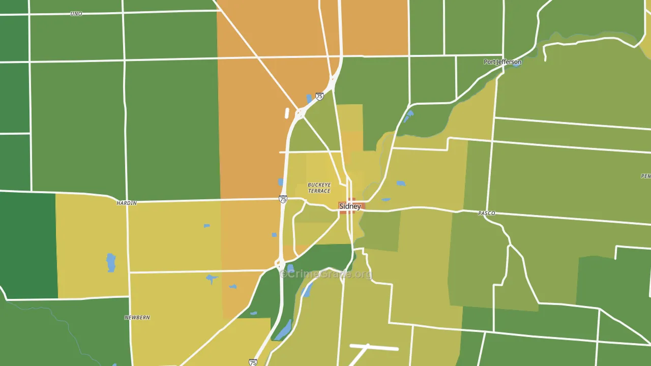 Sidney, OH Map of Drug-Related Crime Rates