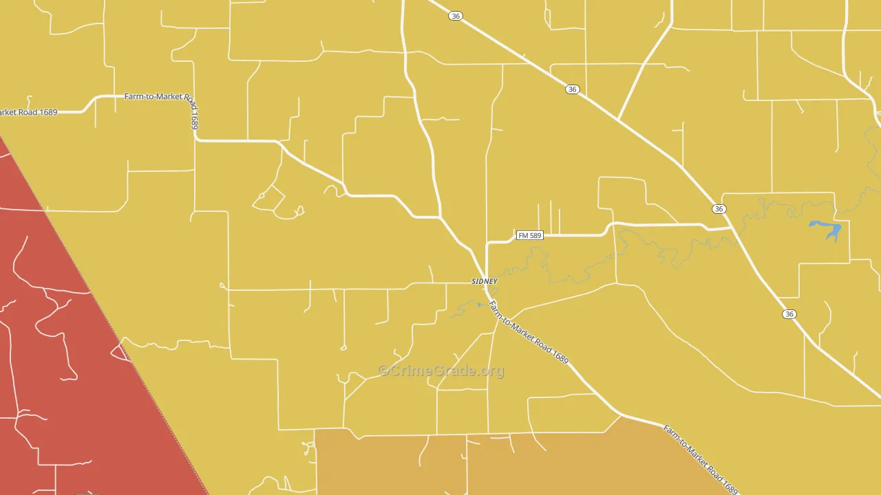 Sidney, TX Map of Drug-Related Crime Rates