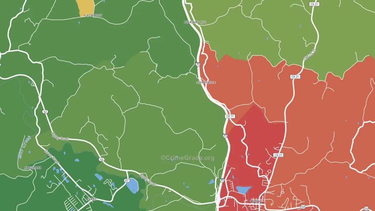 Sidneyville, WV Map of Drug-Related Crime Rates
